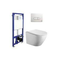 pack wc ok suspendido blanco brillo rimless  cisterna empotrada  pulsador  blanco