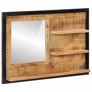 Espejo Con Estantes Madera Maciza De Mango Y Vidrio 80x8x55 Cm Vidaxl