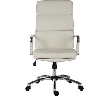 Deco 1097WH  Faux-Leather Tilting Executive Chair - White, White