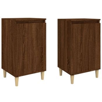 Pack 2 Uds Mesitas De Noche | Mesa Auxiliar | Mesilla Madera Color Roble Marrón 40x35x70 Cm