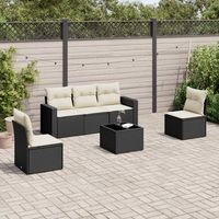 conjunto de sofas de jardin 6 uds  mueble jardin mesa y sillas y cojines ratan sintetico negro cfw740451