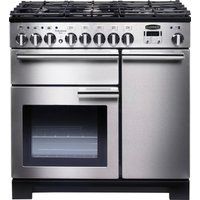 rangemaster professional deluxe 100 dual fuel range cooker - stainless steel  chrome stainless steel
