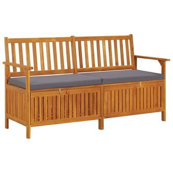 Banco De Almacenaje Con Cojín Madera Maciza De Acacia 148 Cm Vidaxl