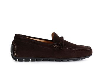 mocasines en piel de ante y lazo para hombre dark brown