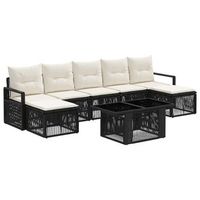 conjunto de sofas de jardin 8 uds negro y blanco crema vidaxl
