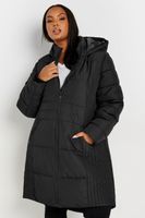 yours abrigo midi acolchado negro con capucha mujer curvy y tallas grandes yours