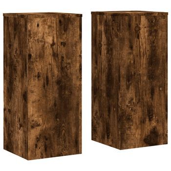 Soportes De Plantas 2 Uds Madera Roble Ahumado 30x30x70 Cm Vidaxl