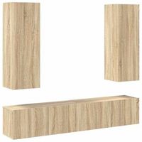 set de muebles salon tv  mueble de salon  gabinete de tv 4 pzas madera ingenieria roble sonoma