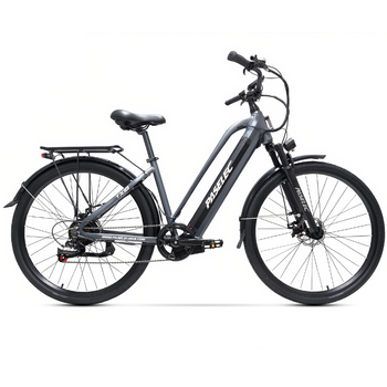 Bicicleta Eléctrica Urbana Paselec Tx10 Con Cuadro Bajo, Ruedas De 700c Con Horquilla De Suspensión, Gris