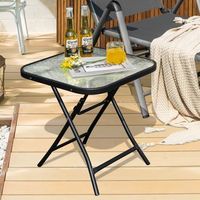 mesa bistro patio cuadrada 465 cm marco antioxidante cristal templado para piscina balcon negro cfw85970