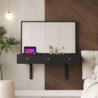tocador - mueble para dormitorio con espejo - tablero de particulas - negro 100x45x105cm