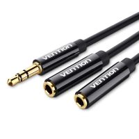 cable divisor de audio vention bbsby jack 35mm macho a 2x hembra 30cm tpe aluminio negro