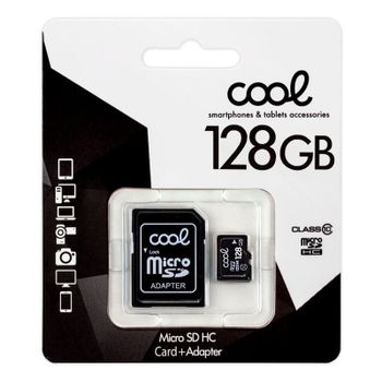 Cool Tarjeta de Memoria Micro SD HC 128GB Clase 10 + Adaptador