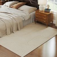 alfombra salon de poliester homcom 230x160 cm crema