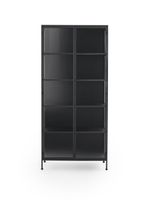 vitrina alta puertas y laterales de cristal estructura metal negra