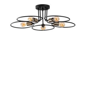 Lámpara De Techo Circle-1346 Negro Hierro 73x73x22 Cm