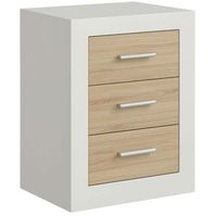 mesita sara de dormitorio estilo nordico en roble sonoma y kashmir con 3 cajones 50x60x35 cm