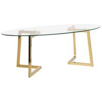 mesa de centro de cristal dorado 120 x 60 cm patas de metal moderno fresno