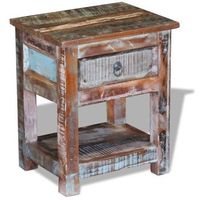 mesa auxiliar con 1 cajon madera maciza reciclada 43x33x51 cm vidaxl