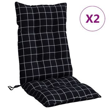 Cojines Para Silla Respaldo Alto 2 Uds Tela A Cuadros Negro Vidaxl