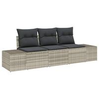 juego de sofa con cojin 3 piezas  mueble de jardin gris claro ratan sintetico