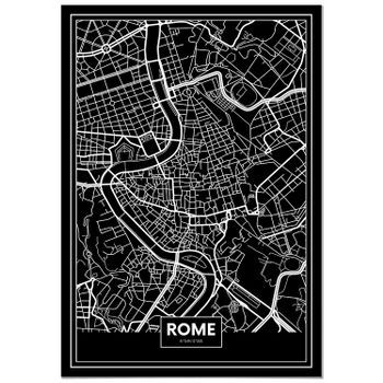 Panorama Cartón Pluma Mapa Negro De Roma 70 X 100 Cm | Impreso En Cartón Pluma De Alta Calidad | Cuadros Decoración Salón | Cuadros Para Dormitorio |