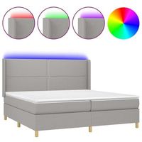 estructura de cama led con cabecero con somier y cubrecolchon 200x200 cm tela gris claro tdl0207785