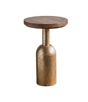 Mesa de centro de madera y acero dorado