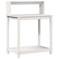 mesa plantacion con estantes madera pino blanco 825x50x1095cm vidaxl