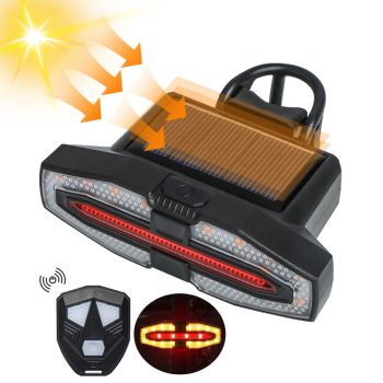 BIKIGHT Bicicleta Solar Cargador de Control Remoto Inalámbrico Luces Traseras de Señal de Giro USB Recargables Impermeab