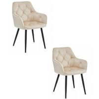 set de 2 silla de comedor terciopelo valora lukk asiento de terciopelo beige