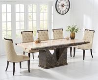tenore 220cm marble effect dining table with angelica chairs