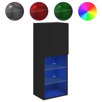Mueble Para Tv | Mueble De Salón | Gabinete De Tv Con Luces Led Negro 40,5x30x102 Cm