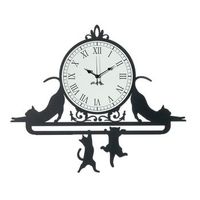 cattitude reloj de pared de hierro de 62x52 cm con gatos decorativos esfera blanca con numeros romanos diseno elegante original fabricado en italia