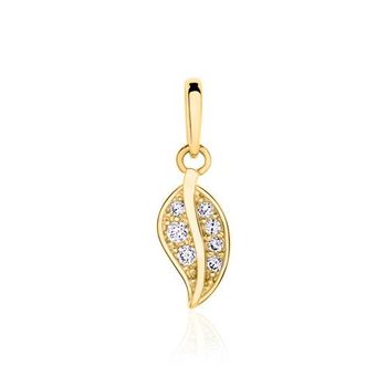 Colgante hoja para mujer en oro de 9 quilates con circonita