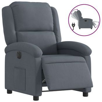 Sillón Reclinable Eléctrico De Terciopelo Gris Oscuro