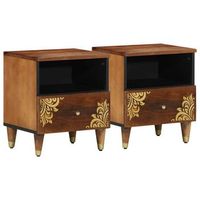 armario de noche con cajon 2 pcs marron miel 40 x 33 x 46 cm vidaxl