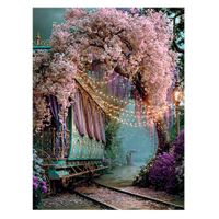 cuadro con tren y pareja en alu-dibond multicolor 60x80 cm