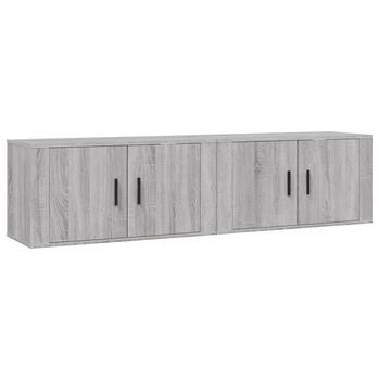 Muebles Para Tv | Mueble De Salón | Gabinete De Tv De Pared 2 Uds Gris Sonoma 80x34,5x40 Cm