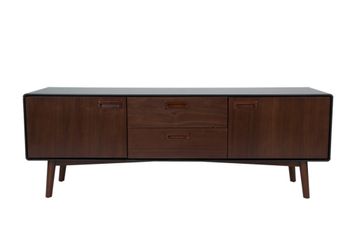 Mueble de tv bajo de madera chapado en nogal