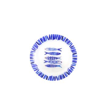 Plato plano pez azul 25x25x1.5cm - lote de 6