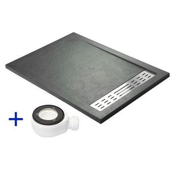 Plato De Ducha Premium Grafito - 80x120cm - Resina Con Cargas Minerales