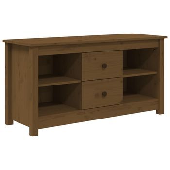 Mueble Tv | Mueble De Salón | Armario Tv Madera Maciza De Pino Marrón Miel 103x36,5x52 Cm
