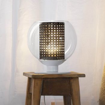 Lámpara de mesa bola enea negro 25