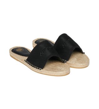 Superdry para mujer. WF310223A Alpargatas de lona negro (39), Tela, Plano, Ninguno, Casual
