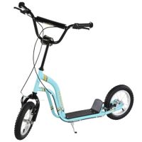 homcom patinete infantil ajustable con ruedas neumaticas y doble freno 2 ruedas 5 anos 120x58x95 cm azul   aosom espana