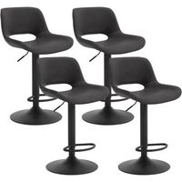 juego de 4 taburetes de bar giratorios 360de piel sintetica y metalsillas de bar regulables en altura48x38x106cmantracitawoltu
