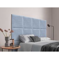 dhome cabecero tapizado para camas de 145cm compuesto de paneles autoadhesivos intercambiables de lino natural cama lujo dormitorio acolchado azul