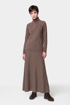 jersey de cuello alto de mezcla de cachemira taupe l