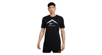 Maillot de manga corta nike dri fit trail logo negro hombre